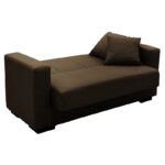 Sofa-bed with storage two-seater Vox brown fabric 154x82x83cm - Слика 2