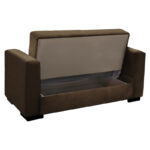 Sofa-bed with storage two-seater Vox brown fabric 154x82x83cm - Слика 5