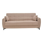 Sofa-bed with storage three-seater Lincoln beige fabric 225x75x85cm - Слика 3