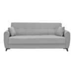 Lincoln three-seater sofa-bed with storage space light gray fabric 225x75x85cm - Слика 2