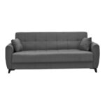 Sofa-bed with storage three-seater Lincoln anthracite fabric 225x85x90cm - Слика 2