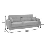 Sofa-bed with storage three-seater Lincoln anthracite fabric 225x85x90cm - Слика 6