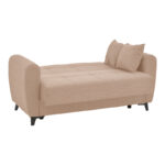 Sofa-bed with storage two-seater Lincoln beige fabric 165x75x85cm - Слика 4