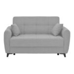 Sofa-bed with storage two-seater Lincoln light gray fabric 165x75x85cm - Image 2