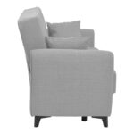 Sofa-bed with storage two-seater Lincoln light gray fabric 165x75x85cm - Image 3