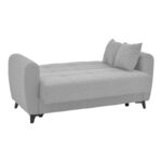 Sofa-bed with storage two-seater Lincoln light gray fabric 165x75x85cm - Image 4