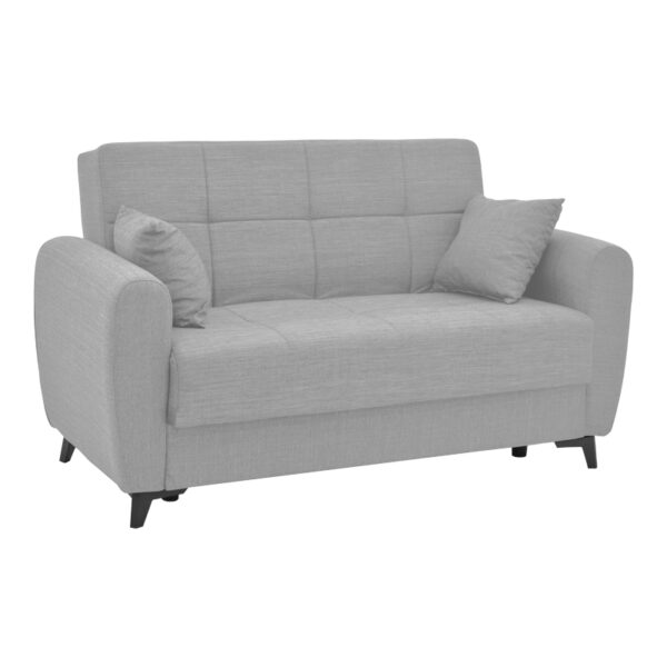 Sofa-bed with storage two-seater Lincoln light gray fabric 165x75x85cm