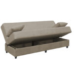 Romina three-seater sofa-bed with storage space cream fabric 190x75x85cm - Слика 4