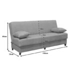 Romina three-seater sofa-bed with storage space cream fabric 190x75x85cm - Слика 5