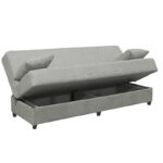 Romina three-seater sofa-bed with storage space light gray fabric 190x75x85cm - Слика 4