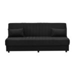 Romina three-seater sofa-bed with storage space black fabric 190x85x90cm - Слика 2