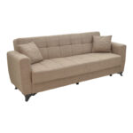 Modesto three-seater sofa-bed with storage light brown fabric 215x85x80cm