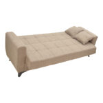 Modesto three-seater sofa-bed with storage light brown fabric 215x85x80cm - Image 4