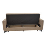 Modesto three-seater sofa-bed with storage light brown fabric 215x85x80cm - Image 5