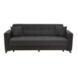 Modesto three-seater sofa-bed with storage space black fabric 215x85x80cm - Слика 2