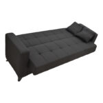 Modesto three-seater sofa-bed with storage space black fabric 215x85x80cm - Слика 3