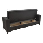 Modesto three-seater sofa-bed with storage space black fabric 215x85x80cm - Слика 4