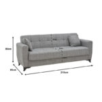 Modesto three-seater sofa-bed with storage space black fabric 215x85x80cm - Слика 5