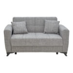 Sofa-bed with storage two-seater Modesto gray fabric 155x85x80cm - Слика 2