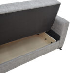 Sofa-bed with storage two-seater Modesto gray fabric 155x85x80cm - Слика 5
