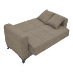 Sofa-bed with storage two-seater Modesto light brown fabric 155x85x80cm - Слика 2
