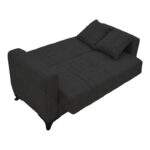Modesto two-seater sofa-bed with storage black fabric 155x85x80cm - Image 2