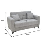 Modesto two-seater sofa-bed with storage black fabric 155x85x80cm - Image 4
