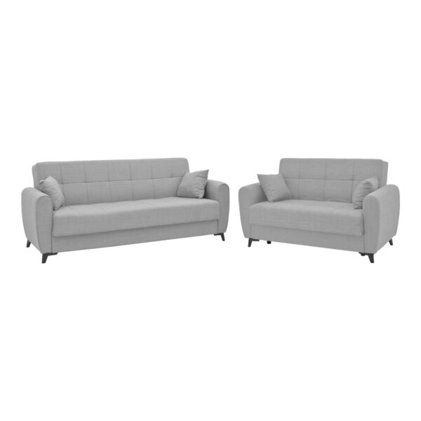 Living room set 2 pieces Lincoln fabric in light gray shade