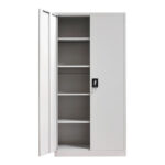 Metal wardrobe Ugren by Pakoworld in light grey shade, 90x40x180cm. - Image 3