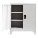 Armon metal cabinet in light gray shade 90x45x100cm - Image 4