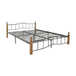 Double bed Faryn ξύλο σε καρυδί απόχρωση-black metal 140x190cm - Image 2