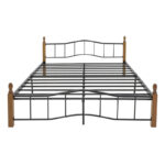 Queen size bed Faryn walnut color wood-black metal 150x190cm - Image 3