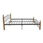 Queen size bed Faryn walnut color wood-black metal 150x190cm - Image 4