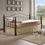 Дневна постелнина Ника во боја на орев дрво-црн метал 90x190 см