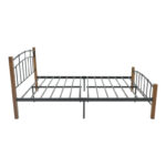 Queen size bed Mandy walnut color wood-black metal 150x200cm - Image 4