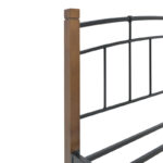 Queen size bed Mandy walnut color wood-black metal 150x200cm - Image 5