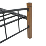 Queen size bed Mandy walnut color wood-black metal 150x200cm - Image 6