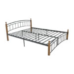 Queen size bed Clarive walnut color wood-black metal 150x200cm - Image 2