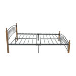 Queen size bed Clarive walnut color wood-black metal 150x200cm - Image 4