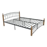 Queen size bed Clarive walnut color wood-black metal 160x200cm - Image 2