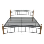 Queen size bed Clarive walnut color wood-black metal 160x200cm - Image 3