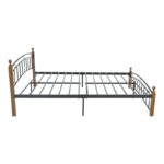Queen size bed Clarive walnut color wood-black metal 160x200cm - Image 4