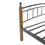 Queen size bed Clarive walnut color wood-black metal 160x200cm - Image 5