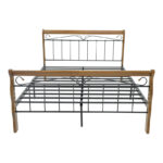 Double bed Verpen ξύλο σε καρυδί απόχρωση-black metal 150x200cm - Слика 3
