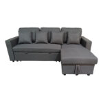 Corner sofa-bed with storage and reversible Sorno gray fabric 224x146x90cm - Image 2