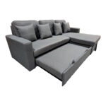 Corner sofa-bed with storage and reversible Sorno gray fabric 224x146x90cm - Image 3
