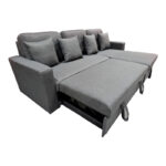 Corner sofa-bed with storage and reversible Sorno gray fabric 224x146x90cm - Image 4