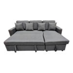 Corner sofa-bed with storage and reversible Sorno gray fabric 224x146x90cm - Image 5