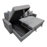 Corner sofa-bed with storage and reversible Sorno gray fabric 224x146x90cm - Image 6