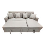 Corner sofa-bed with storage and reversible Sorno beige fabric 224x146x90cm - Image 5